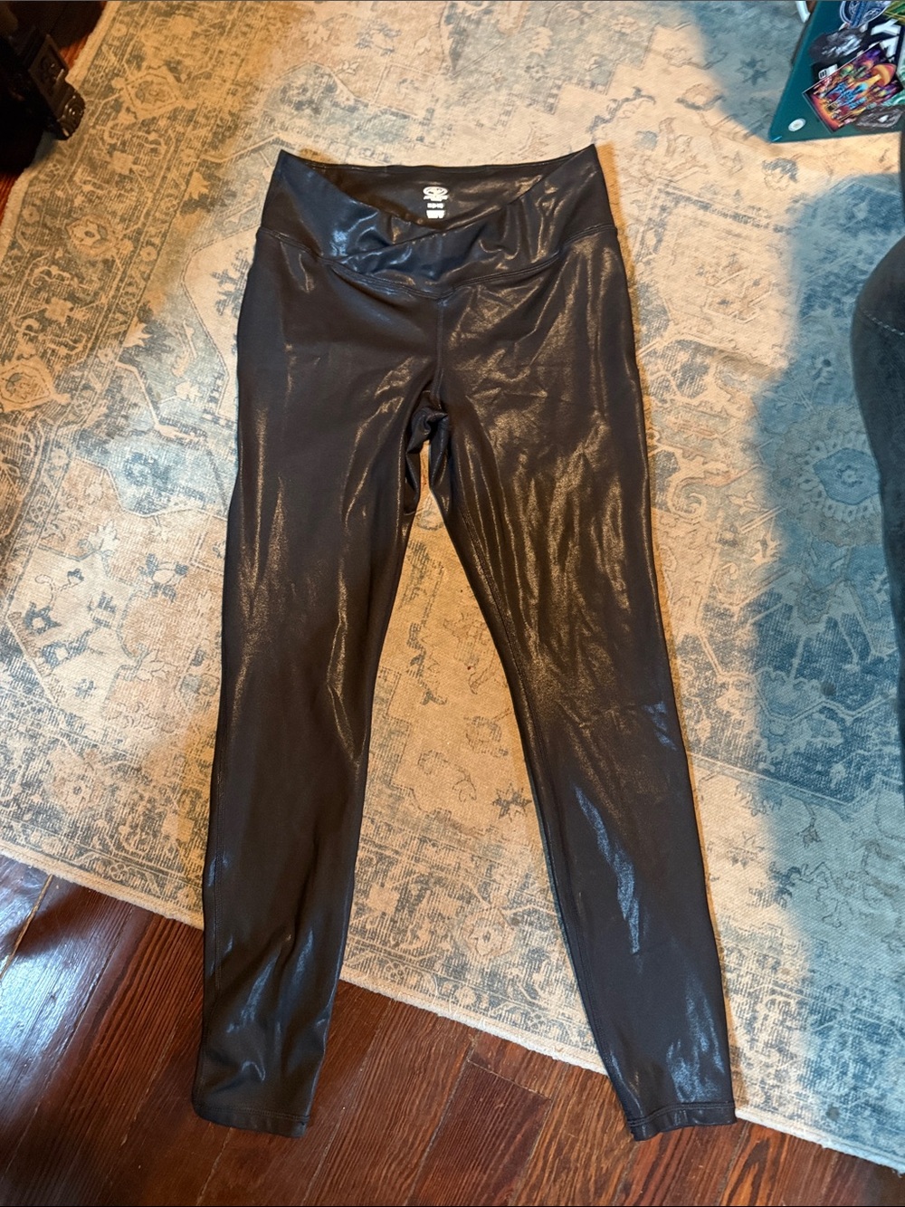 Athletic Works Shiny Black Leggings